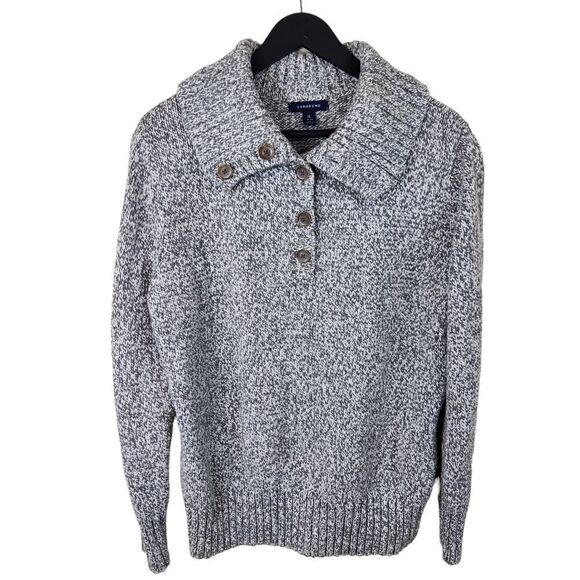 Lands' End Chunky Knit Button Cotton Sweater XL - Picture 1 of 8